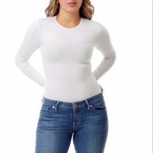 Stylish Stretch Tight Women's White Long Sleeve Top